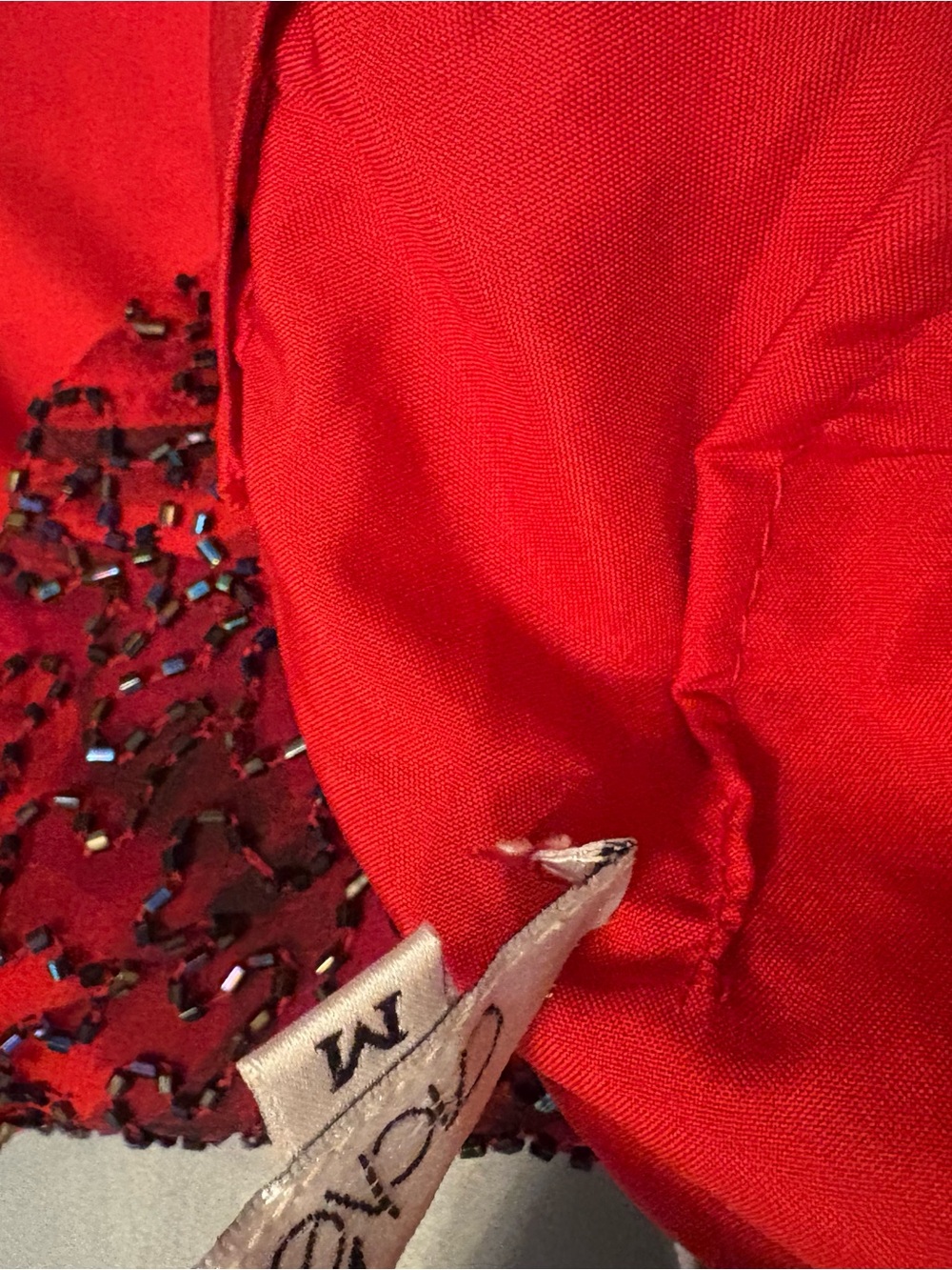 Cache Red Beaded Draped Neckline Evening Top MEDIUM Y2K Grunge Fairy Whimsy Vamp - Picture 15 of 16